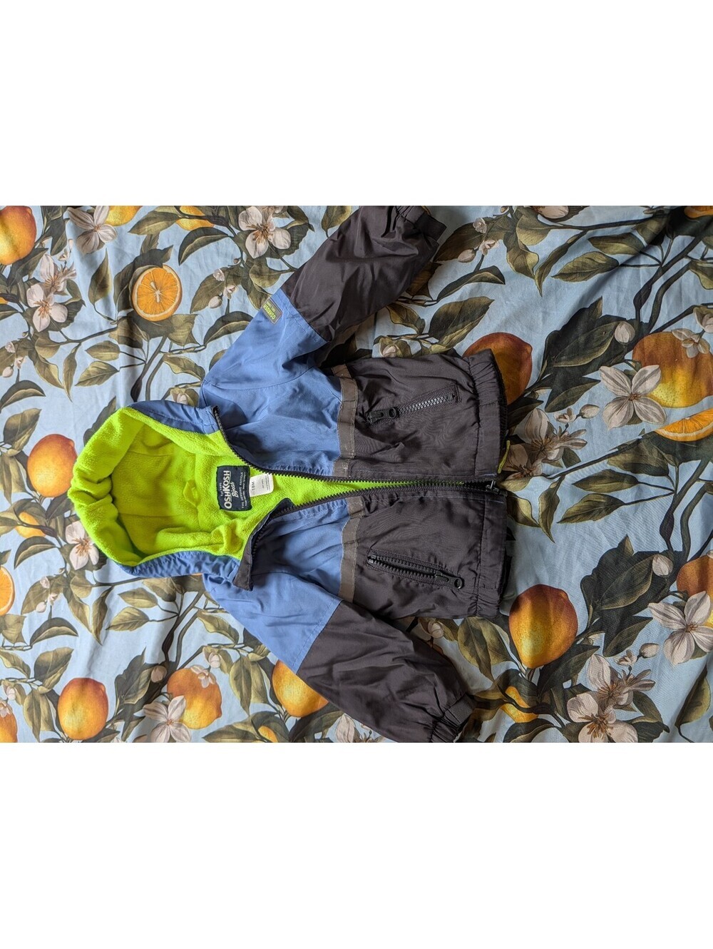 OshKosh Boys Blue & Green Fleece Lined Windbreaker Jacket – Size 18 Months